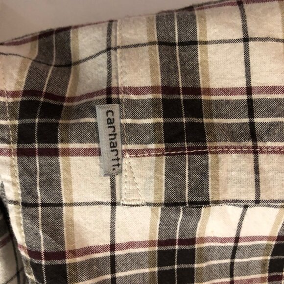 Carhartt Mens Plaid Short Sleeve Button-Up Shirt Size M 100% Cotton - Picture 7 of 9